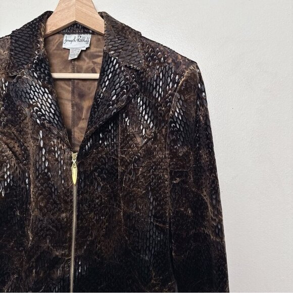 Joseph Ribkoff Vintage Womens 8 Velvet Snake Skin Blazer Full Zip - Picture 7 of 14